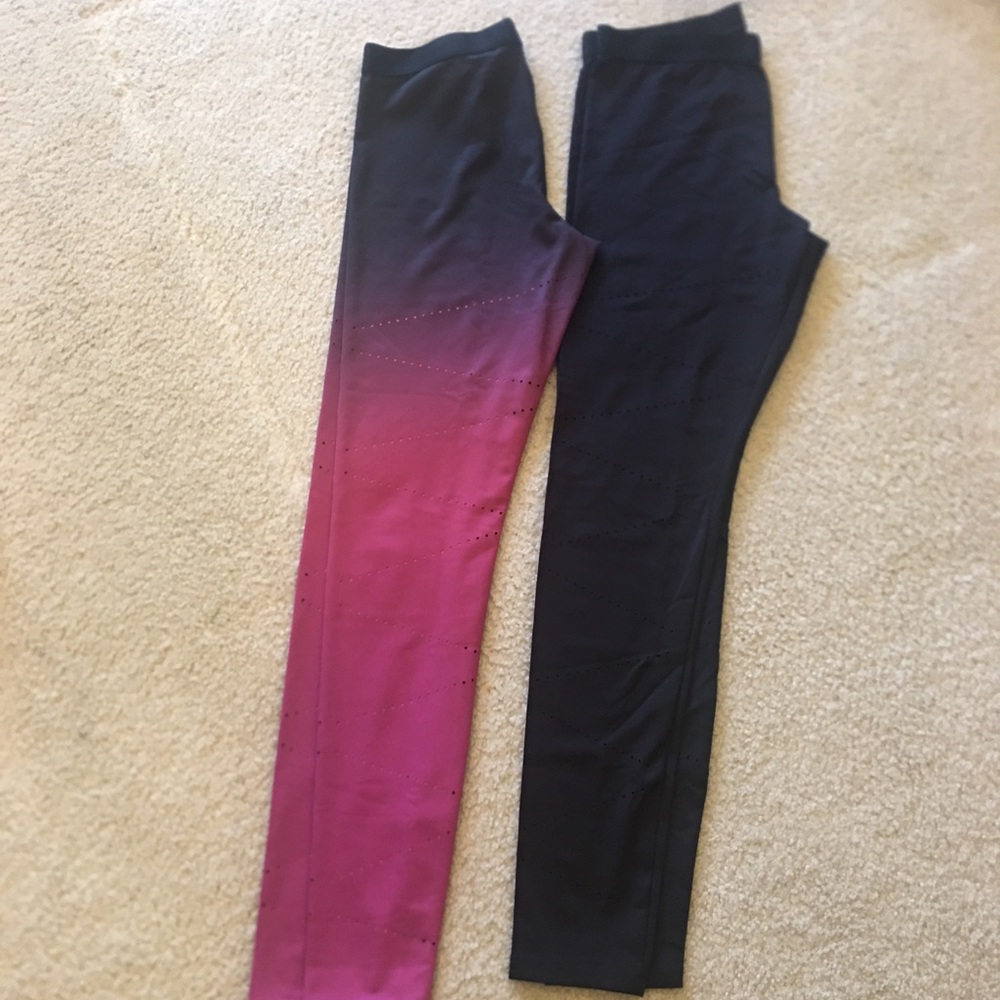 2 Forever21 workout leggings with laser cut design